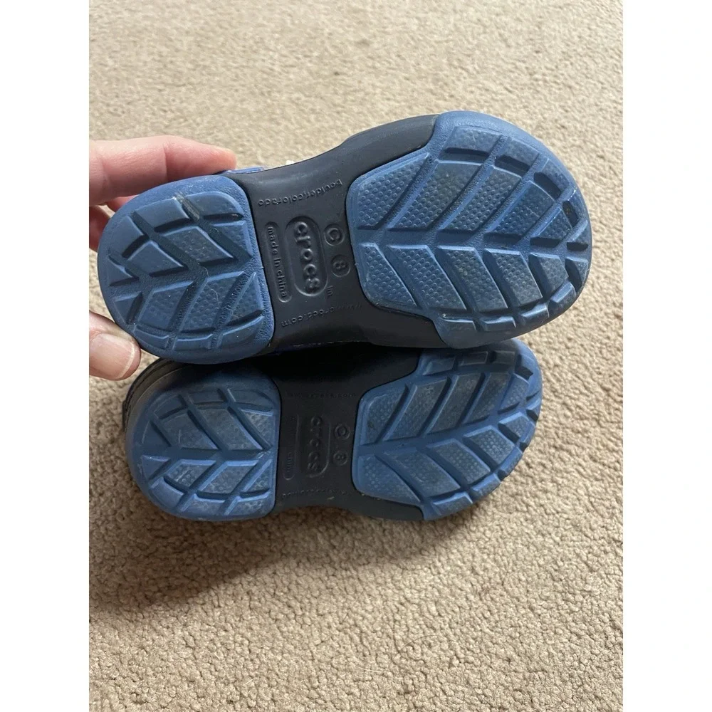 Crocs Suede Dawson Childrens‎ Clog Suede Faux Fur Lining Size 8 Blue Slip On